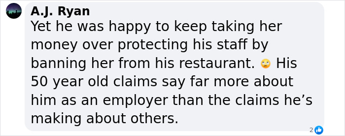 Comment about punk rock legend Patti Smith’s restaurant behavior. Comment about punk rock legend Patti Smith’s restaurant behavior.