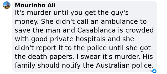 Comment discussing unresolved burial location related to a man's death while on vacation with wife. Comment discussing unresolved burial location related to a man's death while on vacation with wife.