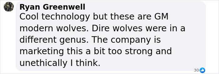 Chat screenshot discussing ethical debate over "Game of Thrones" dire wolves' resurrection. Chat screenshot discussing ethical debate over "Game of Thrones" dire wolves' resurrection.