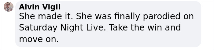 Comment by Alvin Vigil discussing a parody on Saturday Night Live related to Aimee Lou Wood's teeth. Comment by Alvin Vigil discussing a parody on Saturday Night Live related to Aimee Lou Wood's teeth.