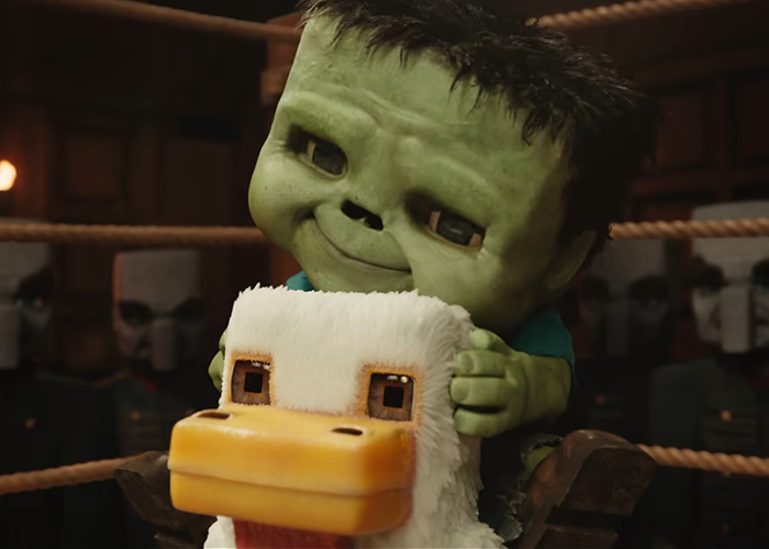 Green character riding a blocky duck in connection to a TikTok trend causing disruption at a 'Minecraft Movie' screening. Green character riding a blocky duck in connection to a TikTok trend causing disruption at a 'Minecraft Movie' screening.