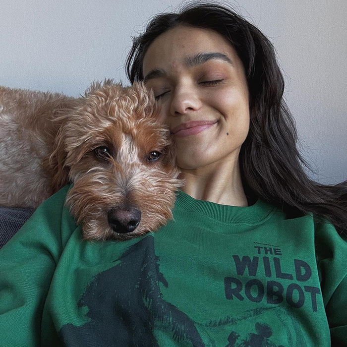 Person in a green sweater with a dog resting its head on their shoulder, seeking help for a sick pet. Person in a green sweater with a dog resting its head on their shoulder, seeking help for a sick pet.