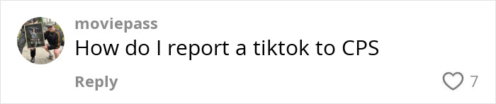 Comment questioning how to report a TikTok related to a safer home for a baby, with 7 likes. Comment questioning how to report a TikTok related to a safer home for a baby, with 7 likes.