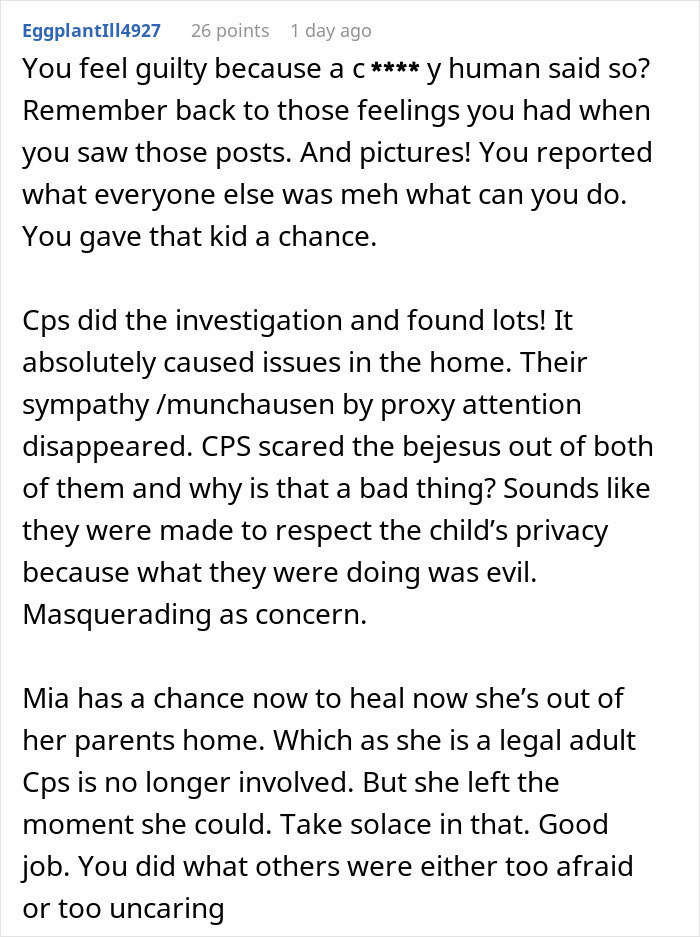 Online thread discussing parents exposing daughter's eating disorder and CPS intervention. Online thread discussing parents exposing daughter's eating disorder and CPS intervention.