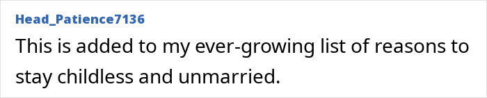 Text reads: "This is added to my ever-growing list of reasons to stay childless and unmarried." Related to Greeicy's husband stitch. Text reads: "This is added to my ever-growing list of reasons to stay childless and unmarried." Related to Greeicy's husband stitch.