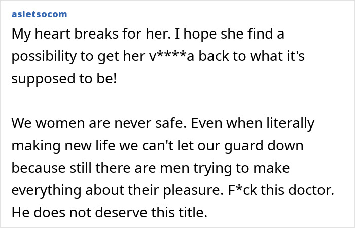 Text discussing a singer's childbirth experience, emphasizing the issue of a "husband stitch" performed unknowingly. Text discussing a singer's childbirth experience, emphasizing the issue of a "husband stitch" performed unknowingly.