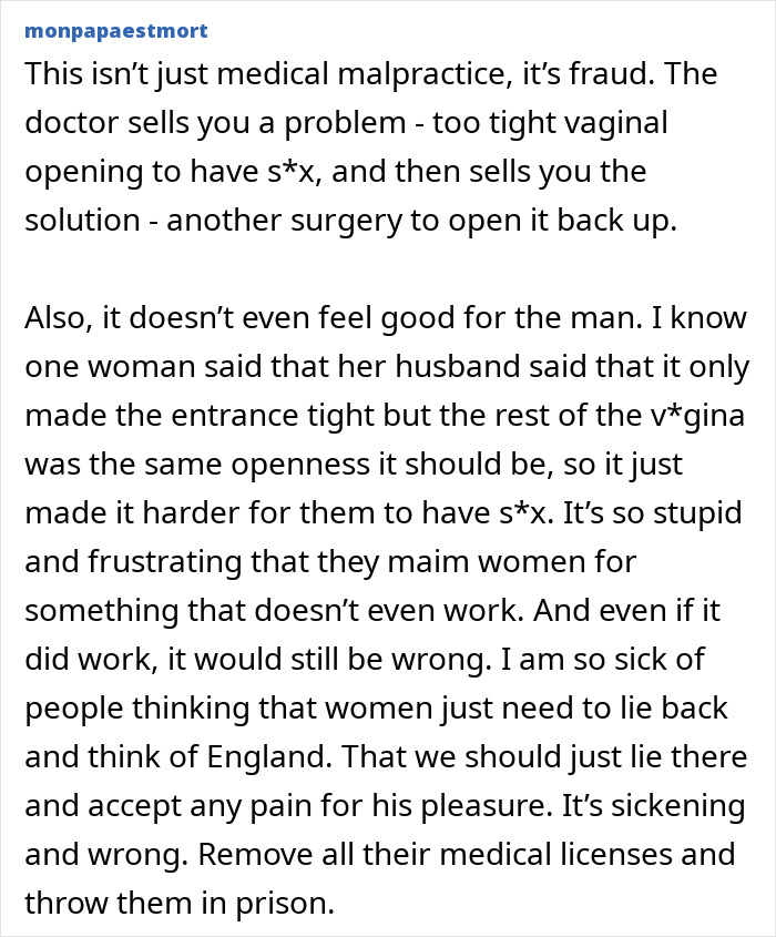 Text screenshot discussing controversial medical practice related to childbirth. Text screenshot discussing controversial medical practice related to childbirth.