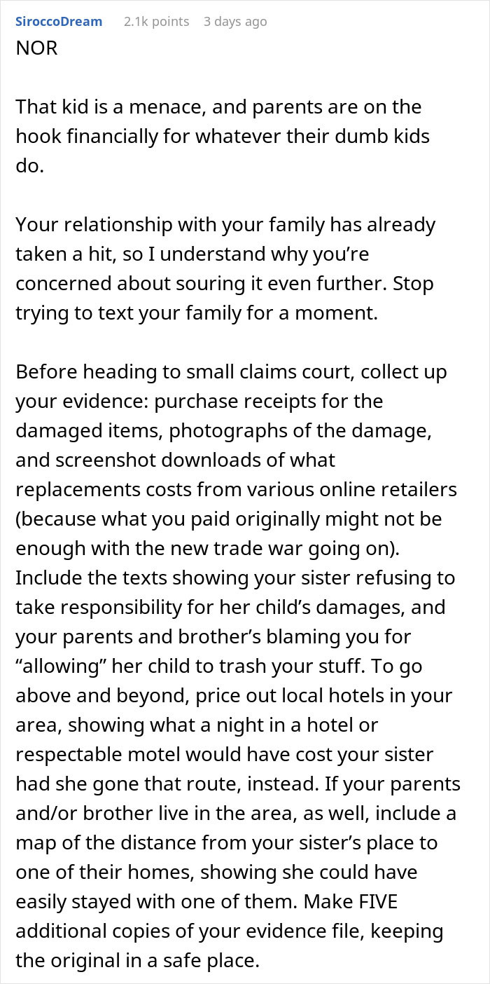 Advice on handling family drama after hosting sister, nephew causes $2,000 damages. Advice on handling family drama after hosting sister, nephew causes $2,000 damages.