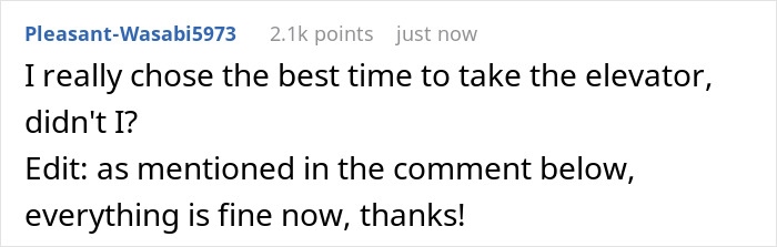 Screenshot of a Reddit comment joking about timing an elevator ride during a major blackout affecting 50M Europeans. Screenshot of a Reddit comment joking about timing an elevator ride during a major blackout affecting 50M Europeans.