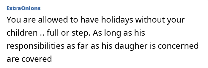 Text message discussing holiday plans involving stepdaughter responsibility, highlighting stepmom and stepdaughter holiday drama context. Text message discussing holiday plans involving stepdaughter responsibility, highlighting stepmom and stepdaughter holiday drama context.