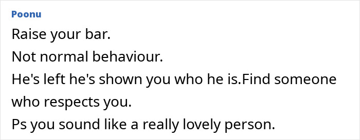 Comment giving advice about relationship respect and behavior. Comment giving advice about relationship respect and behavior.