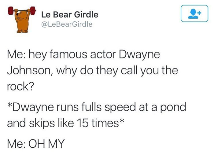 A The Rock meme comparing two images of Dwayne "The Rock" Johnson labeled "Then" and "Now." On the left, The Rock is seen in an older photo wearing a white t-shirt and sunglasses, looking slimmer with hair. On the right, he appears much more muscular, bald, and wearing a sleeveless shirt. The caption below reads, "After 150 Push-ups, 100 sit-ups, 100 squats, and 5 km running daily he finally lost his hair," humorously attributing his hair loss to his intense workout regimen.