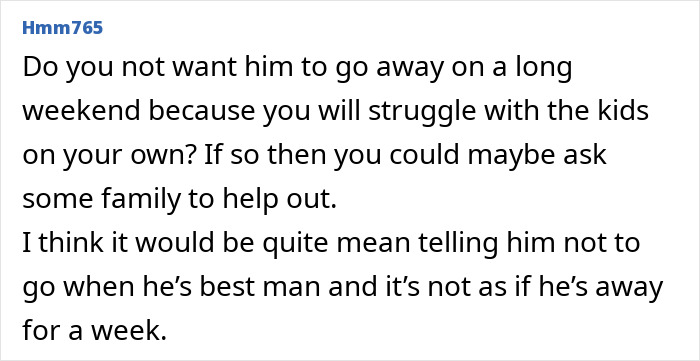 "Please Don't Be That Wife": Mom Doesn't Want Husband Going On 3-Day Bachelor Party "Please Don't Be That Wife": Mom Doesn't Want Husband Going On 3-Day Bachelor Party
