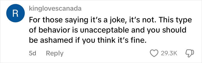 Comment criticizing misogynistic behavior, stating it's unacceptable and not a joke. Comment criticizing misogynistic behavior, stating it's unacceptable and not a joke.