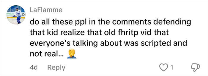 Comment discussing a child's comment being scripted and reactions. Comment discussing a child's comment being scripted and reactions.