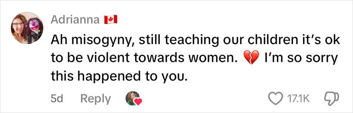 Comment discussing misogyny and violence toward women, with supportive and apologetic sentiment, liked over 17K times. Comment discussing misogyny and violence toward women, with supportive and apologetic sentiment, liked over 17K times.