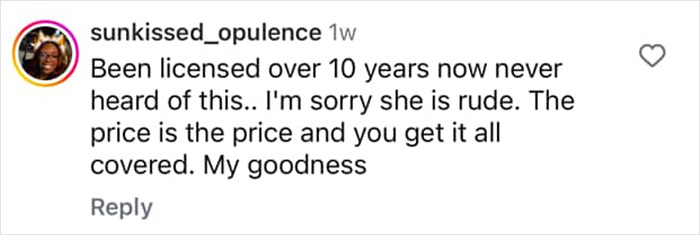 Comment criticizing waxer for pricing based on pubic area size, highlighting industry concern. Comment criticizing waxer for pricing based on pubic area size, highlighting industry concern.