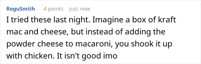 Text review of White Castle chicken rings deal, 4 points by RoguSmith.