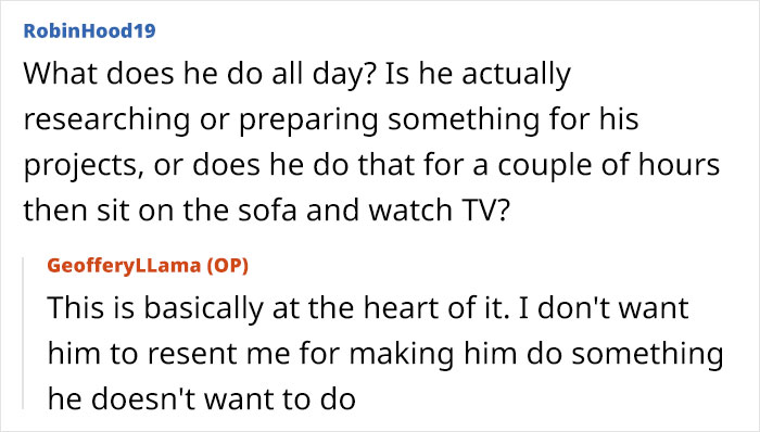 Online forum discussion about wife's frustration over husband's false promises of getting a job. Online forum discussion about wife's frustration over husband's false promises of getting a job.