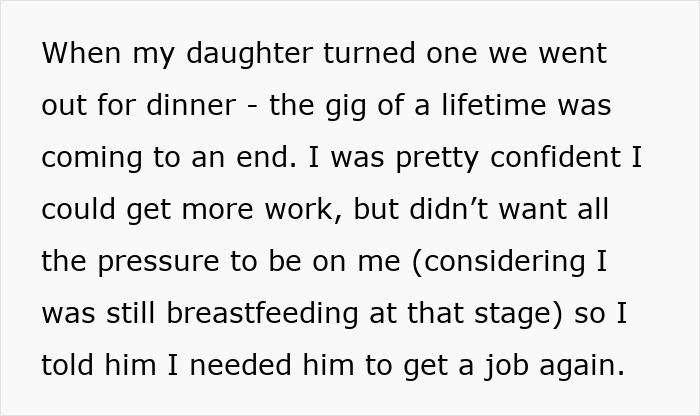 Text about a wife expressing frustration over job promises from her husband. Text about a wife expressing frustration over job promises from her husband.