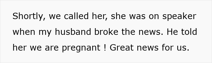 Text message revealing pregnancy news to mother-in-law. Text message revealing pregnancy news to mother-in-law.