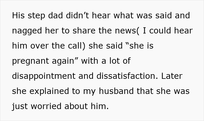 Text on image discussing pregnancy news and disappointment from a stepdad and MIL. Text on image discussing pregnancy news and disappointment from a stepdad and MIL.