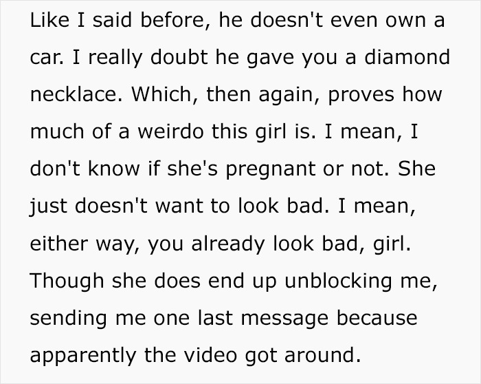 Text exchange reveals cheating boyfriend and pregnancy drama. Text exchange reveals cheating boyfriend and pregnancy drama.