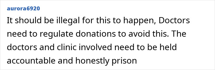 Comment discussing fertility fraud regulation, emphasizing accountability for doctors and clinics. Comment discussing fertility fraud regulation, emphasizing accountability for doctors and clinics.