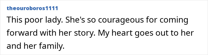 Comment expressing support for woman affected by fertility fraud. Comment expressing support for woman affected by fertility fraud.