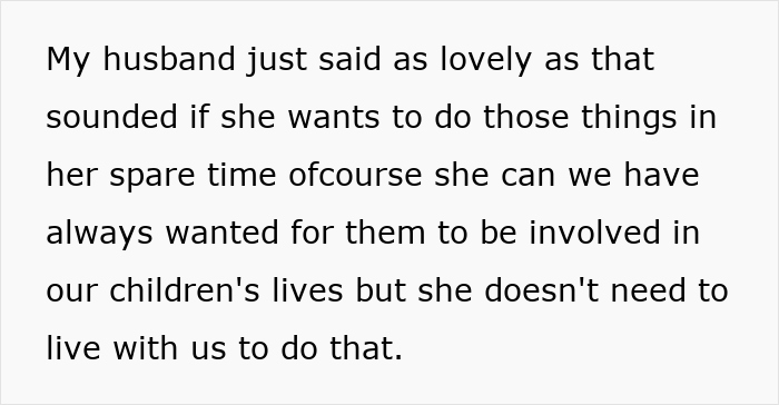 Text from a conversation discussing sister-in-law living arrangements at couple's home. Text from a conversation discussing sister-in-law living arrangements at couple's home.