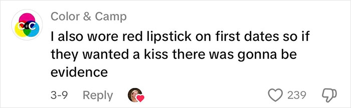 Comment about using red lipstick as deterrent, related to women using glitter for protection. Comment about using red lipstick as deterrent, related to women using glitter for protection.