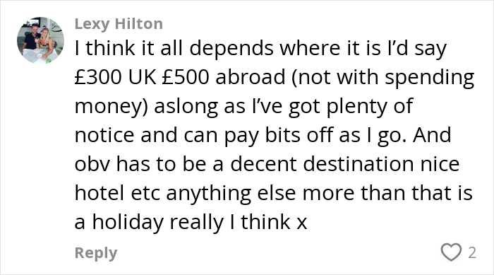 A social media comment discussing costs and opinions on paying for hen parties and destination choices. A social media comment discussing costs and opinions on paying for hen parties and destination choices.