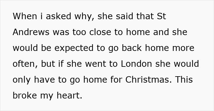 Text excerpt showing a daughter explaining her wedding location choice, highlighting family tensions and refusal to invite bully brother. Text excerpt showing a daughter explaining her wedding location choice, highlighting family tensions and refusal to invite bully brother.