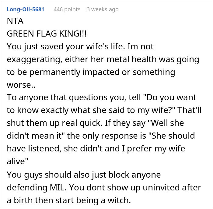 Comment on a forum thread discussing MIL ending up on the street after annoying a new mom, highlighting mental health impact. Comment on a forum thread discussing MIL ending up on the street after annoying a new mom, highlighting mental health impact.