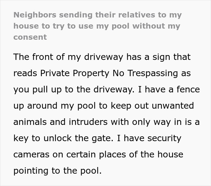 Driveway with Private Property No Trespassing sign and fenced pool secured with gate and security cameras to prevent unauthorized use. Driveway with Private Property No Trespassing sign and fenced pool secured with gate and security cameras to prevent unauthorized use.