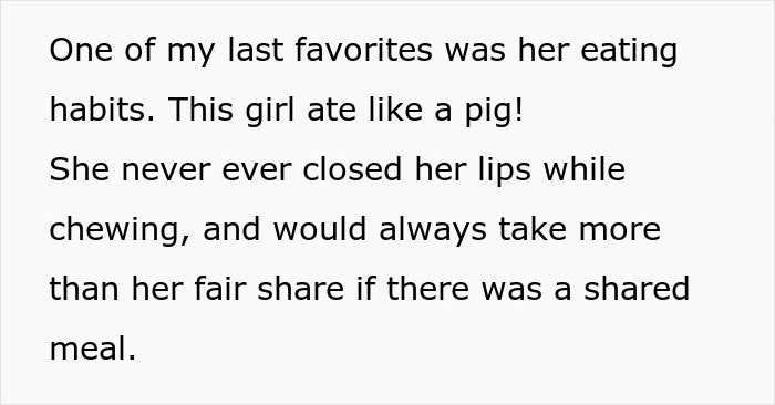 Text describing a roommate with bad eating habits who steals food off of plates, prompting revenge. Text describing a roommate with bad eating habits who steals food off of plates, prompting revenge.