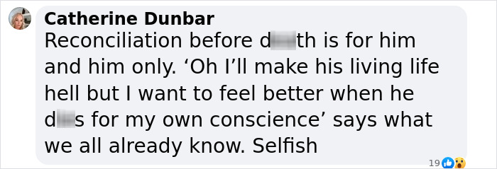 Screenshot of a Facebook comment reacting to Prince Harry and King Charles not speaking, mentioning Diana and personal feelings.