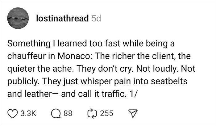 Monaco Chauffeur Shares Rich People Confessions That Stuck With Him: “Haven’t Laughed In Over A Year” Monaco Chauffeur Shares Rich People Confessions That Stuck With Him: “Haven’t Laughed In Over A Year”