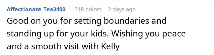 Comment expressing support for setting boundaries and standing up for kids amid wedding drama involving a bully brother. Comment expressing support for setting boundaries and standing up for kids amid wedding drama involving a bully brother.