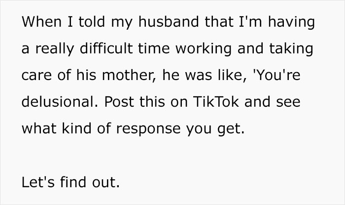 Text about husband calling wife delusional for not helping with his mom, sparking strong online reactions. Text about husband calling wife delusional for not helping with his mom, sparking strong online reactions.