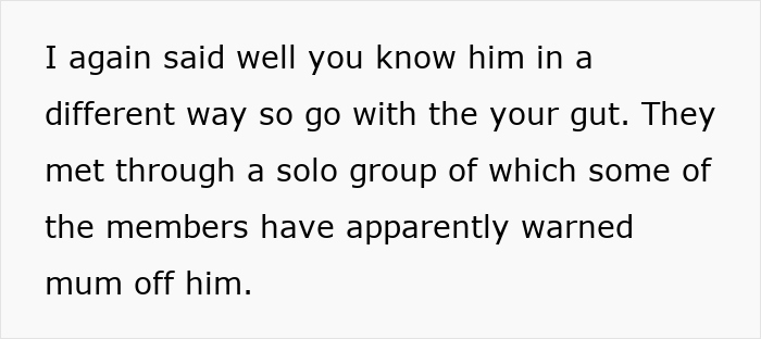 Text showing a daughter supporting her grieving mom’s new romance, but first visit raising red flags she can’t ignore.