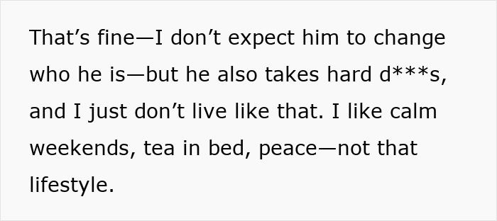 Text showing a woman expressing frustration about a guy who won’t quit bad habits and their clashing lifestyles.