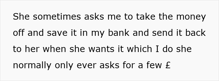 Text excerpt discussing requested money handling and saving for a child amid jealous grandparents and ex-in-laws concerns. Text excerpt discussing requested money handling and saving for a child amid jealous grandparents and ex-in-laws concerns.