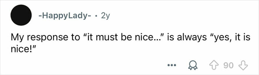 Comment from HappyLady about responding positively, illustrating one way people deal with toxic coworkers in online discussions.