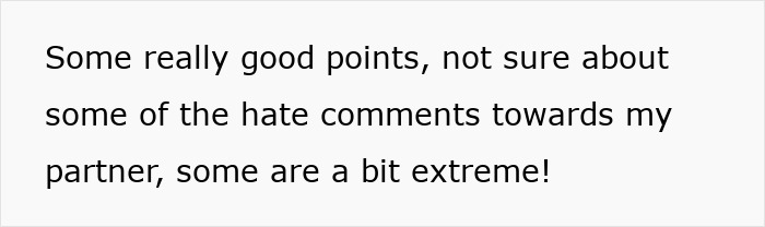 Text on screen about someone responding to comments, relating to mom’s partner and hospital visit tensions. Text on screen about someone responding to comments, relating to mom’s partner and hospital visit tensions.