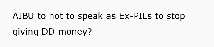 Text image showing a question about whether ex-parents-in-law should stop giving money to a child due to jealousy. Text image showing a question about whether ex-parents-in-law should stop giving money to a child due to jealousy.