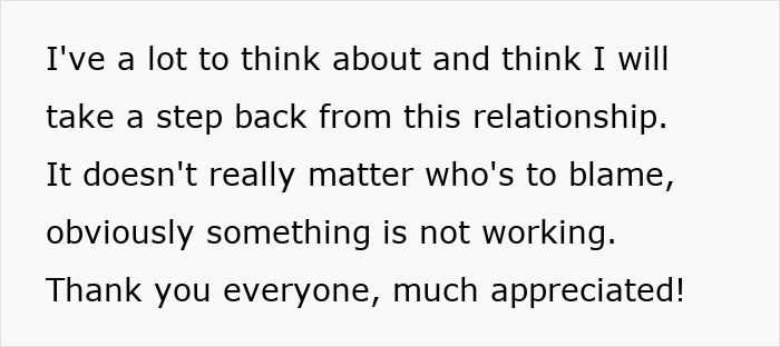 Text on a white background expressing a decision to step back from a relationship amid issues, reflecting frustration and gratitude. Text on a white background expressing a decision to step back from a relationship amid issues, reflecting frustration and gratitude.