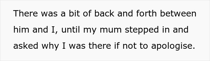 Text excerpt from a dispute involving a daughter refusing to invite a bully brother to a wedding, causing conflict with the couple. Text excerpt from a dispute involving a daughter refusing to invite a bully brother to a wedding, causing conflict with the couple.