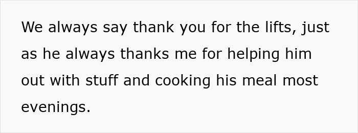 Text about thanking for lifts and helping with cooking meals, related to teen desperate to say goodbye to sick father. Text about thanking for lifts and helping with cooking meals, related to teen desperate to say goodbye to sick father.