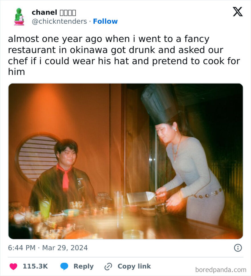 Comedian’s funny Twitter post about pretending to be a chef at a fancy restaurant shared widely by fans.